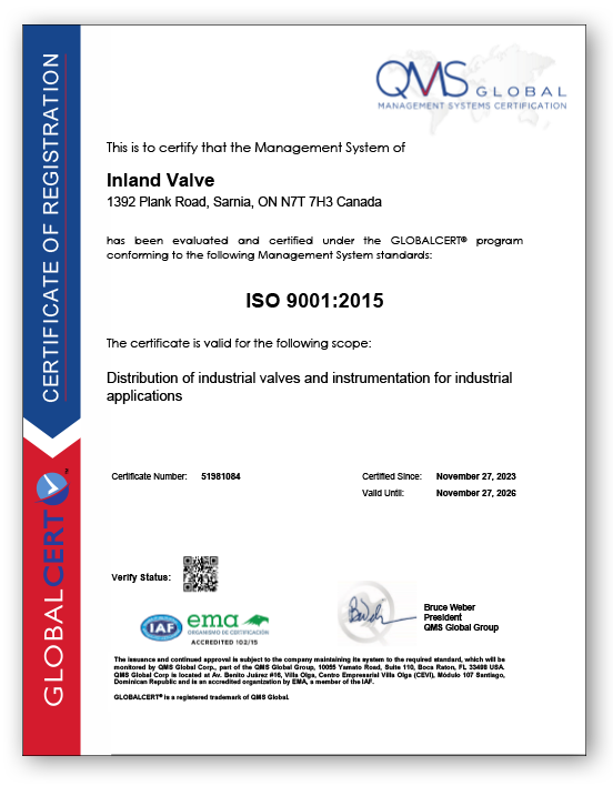Inland-Valve-ISO-9001-Certification-august-2025